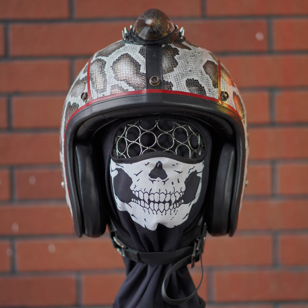 Ironking Helmet Personalized Custom 3/4 Motorcycle Helmet - Handcrafted Leather and Carbon Fiber