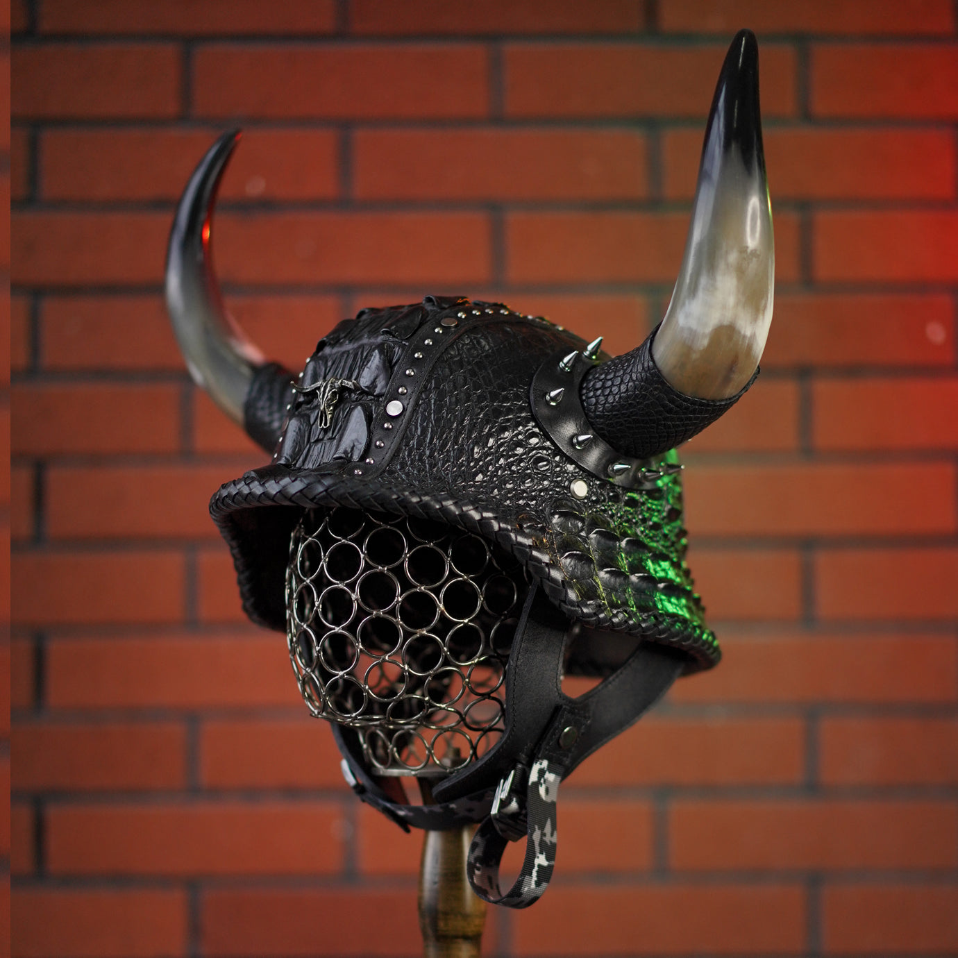 Ironking Helmet Custom M35 Military Helmet - Carbon Fiber Shell and Handcrafted Crocodile Leather