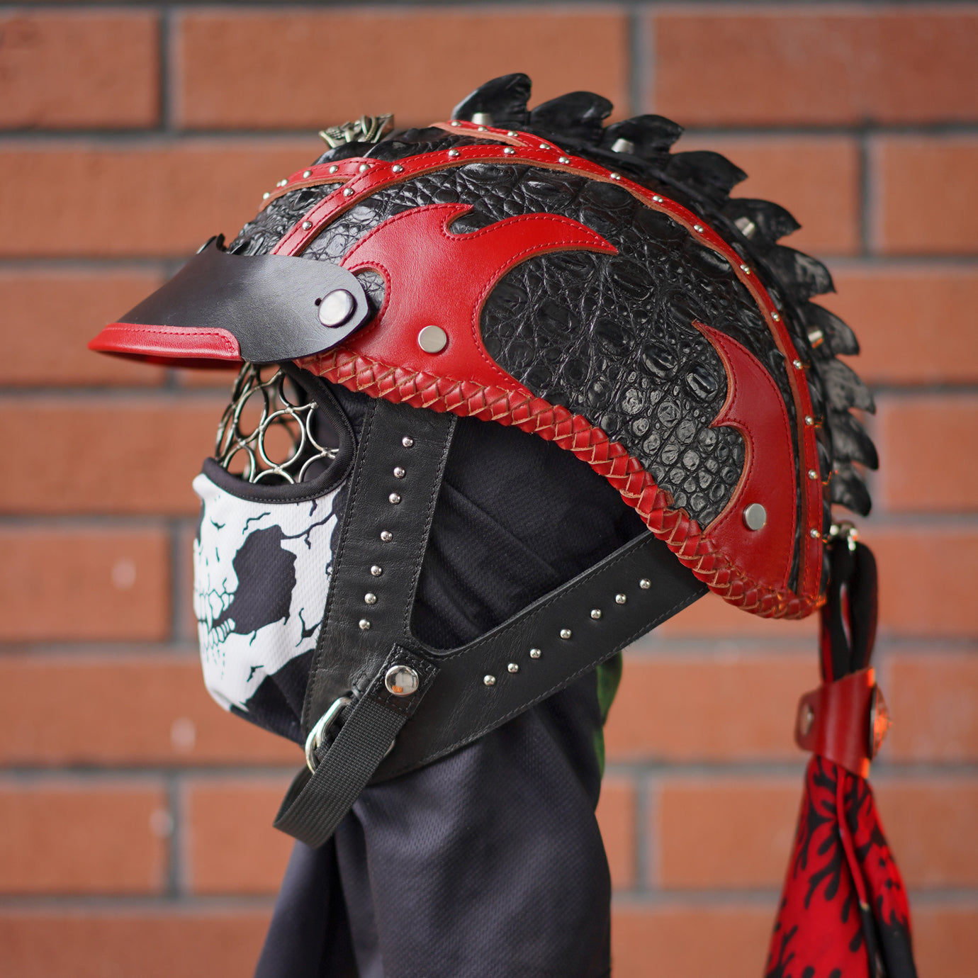 Ironking Helmet Custom 1/2 Half Helmet - Fiberglass Shell and Handcrafted Alligator Leather