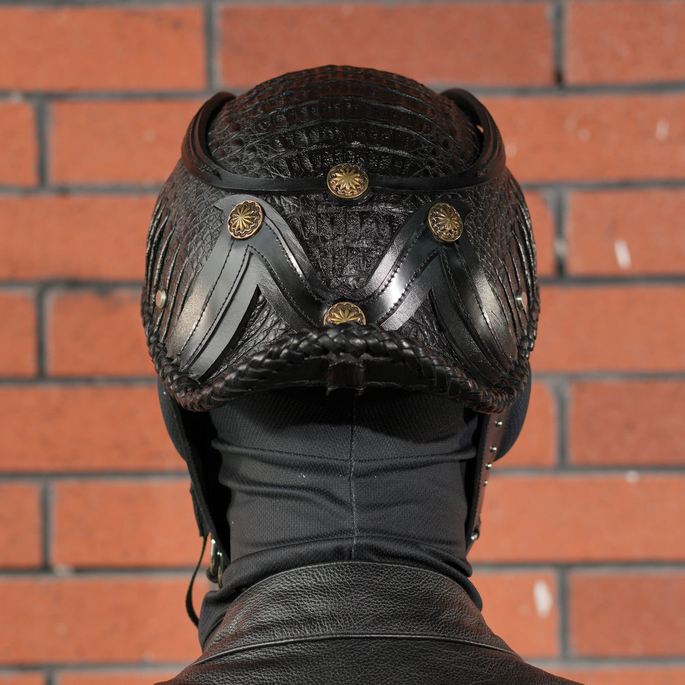 Ironking Helmet Personalized Custom 1/2 Half Helmet - Handcrafted Crocodile Leather and Carbon Fiber