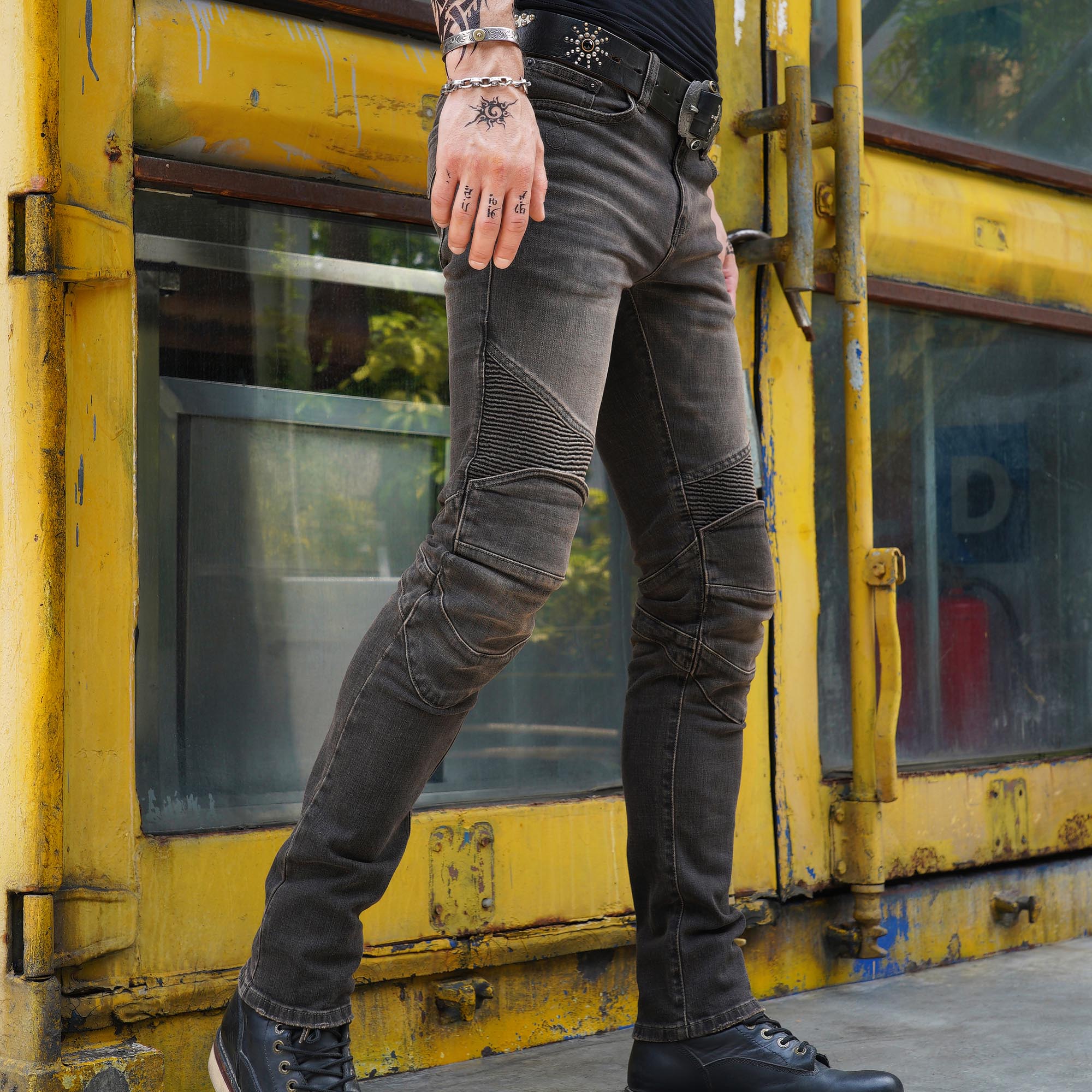 Modern Yellow Biker Jeans - Anti-Fall Protection