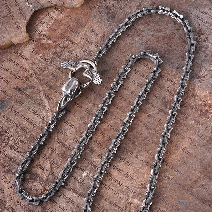 Handmade 925 Silver Necklace - Antique Look for Vintage Motorcycle Enthusiasts