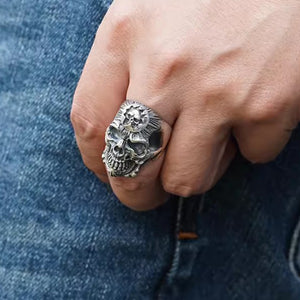 <img src="wholesale-silver-ring.jpg" alt="Dark motorcycle style 925 sterling silver ring, skull and Hell Lord design, suitable for Harley Davidson riders, supports wholesale">