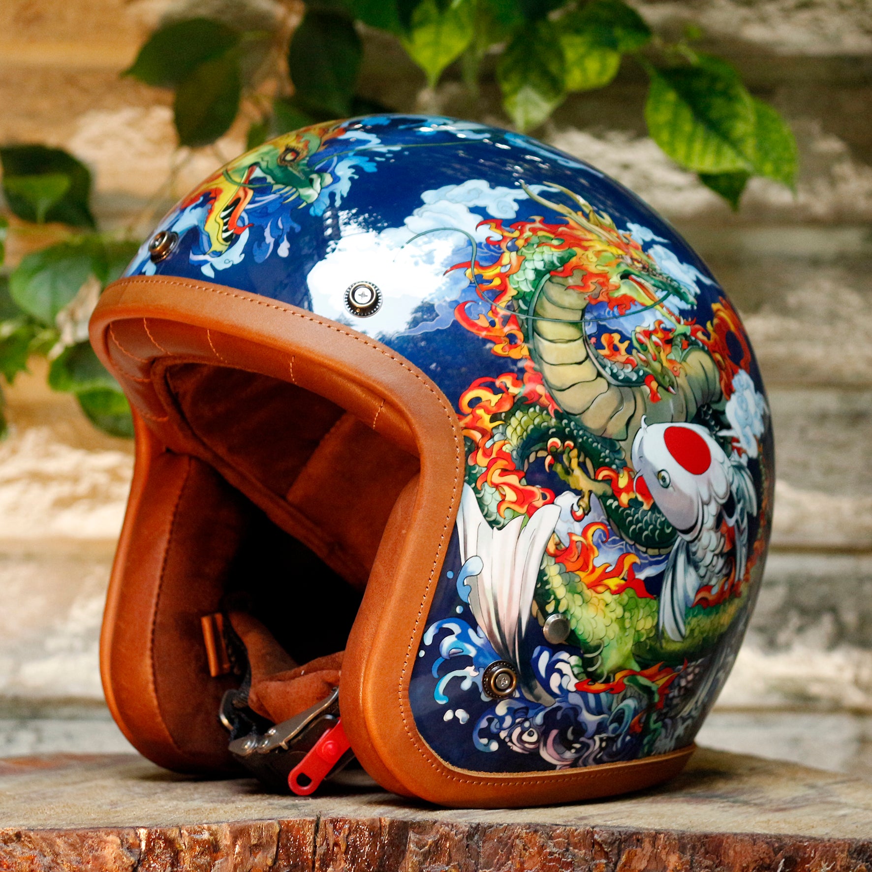 BikerStore-Ironking helmet: Custom Retro 3/4 Motorcycle Helmet in Fiberglass Shell