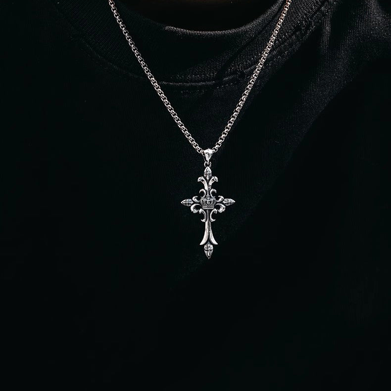 BikerStore Sterling Silver Cross Necklace for Harley Riders