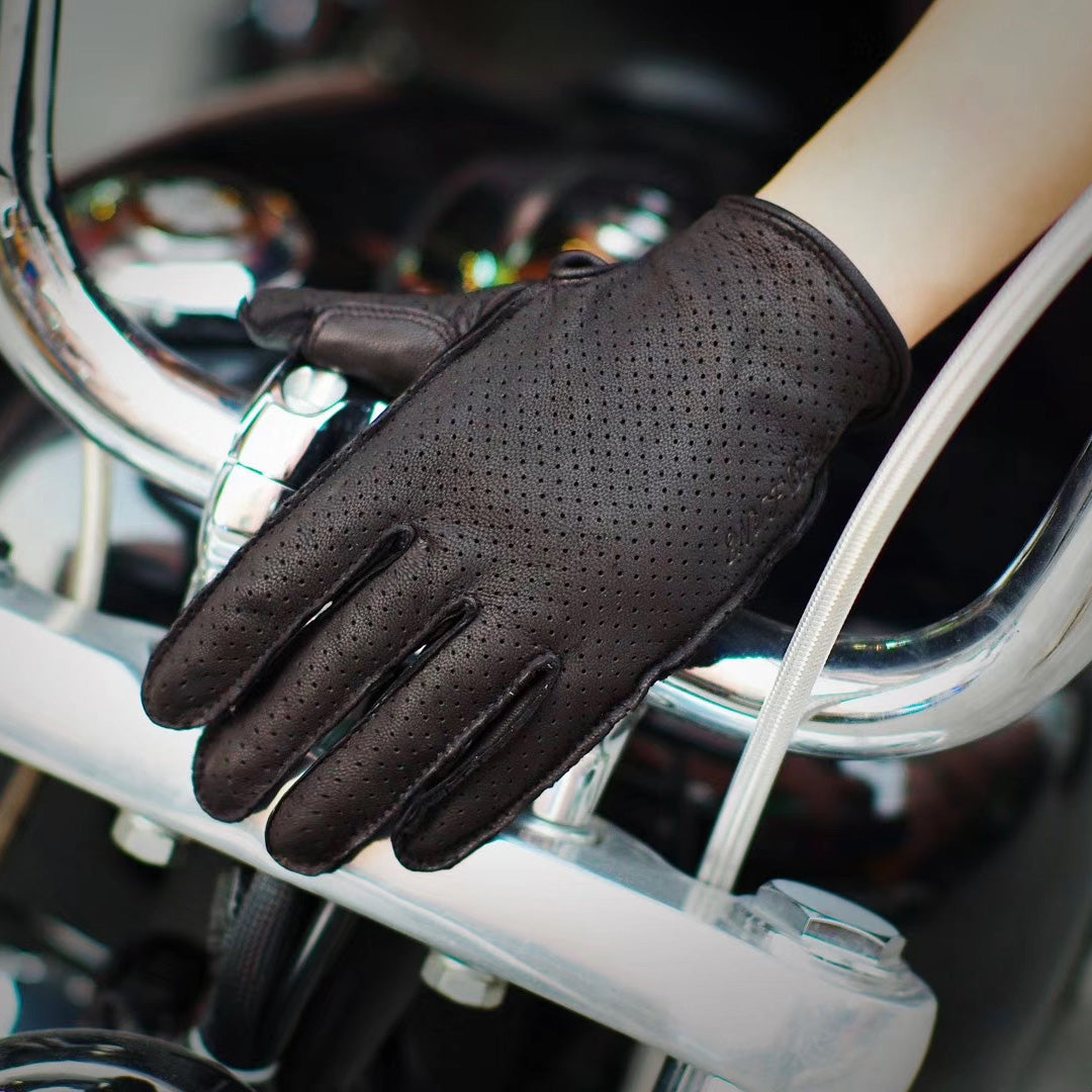 BikerStore Retro Summer Breathable Motorcycle Gloves with Hidden Protection