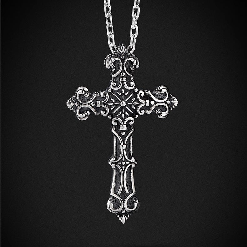 BikerStore 925 Silver Cross Necklace for Harley Riders