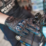 BikerStore Classic Vintage Motorcycle Gloves - Perforated Sheepskin, Moisture Wicking, Touchscreen